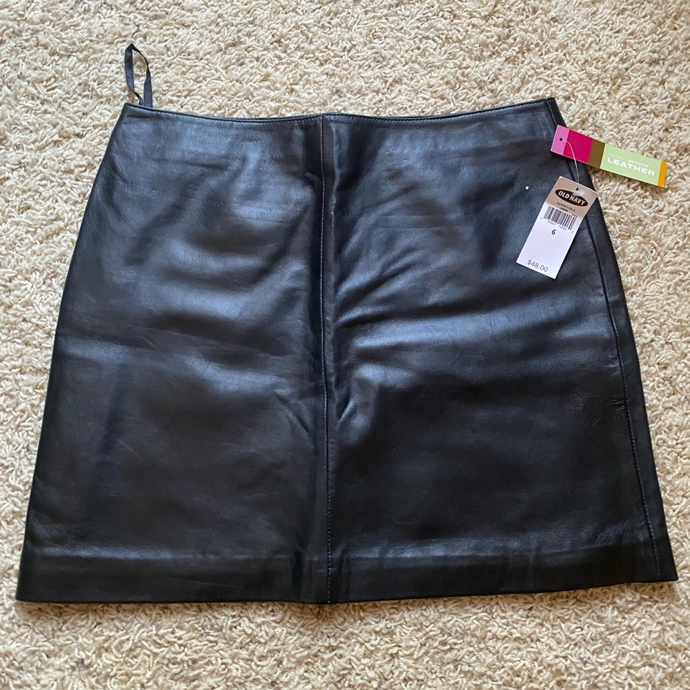 Leather mini skirt